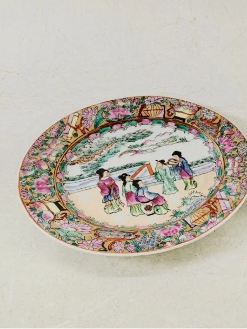 Vintage Rose Mandarin Decorative Porcelain Plate